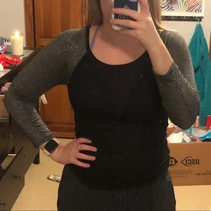 Sparkly Sleeve 3/4 Sleeve Long Sleeve Top XS